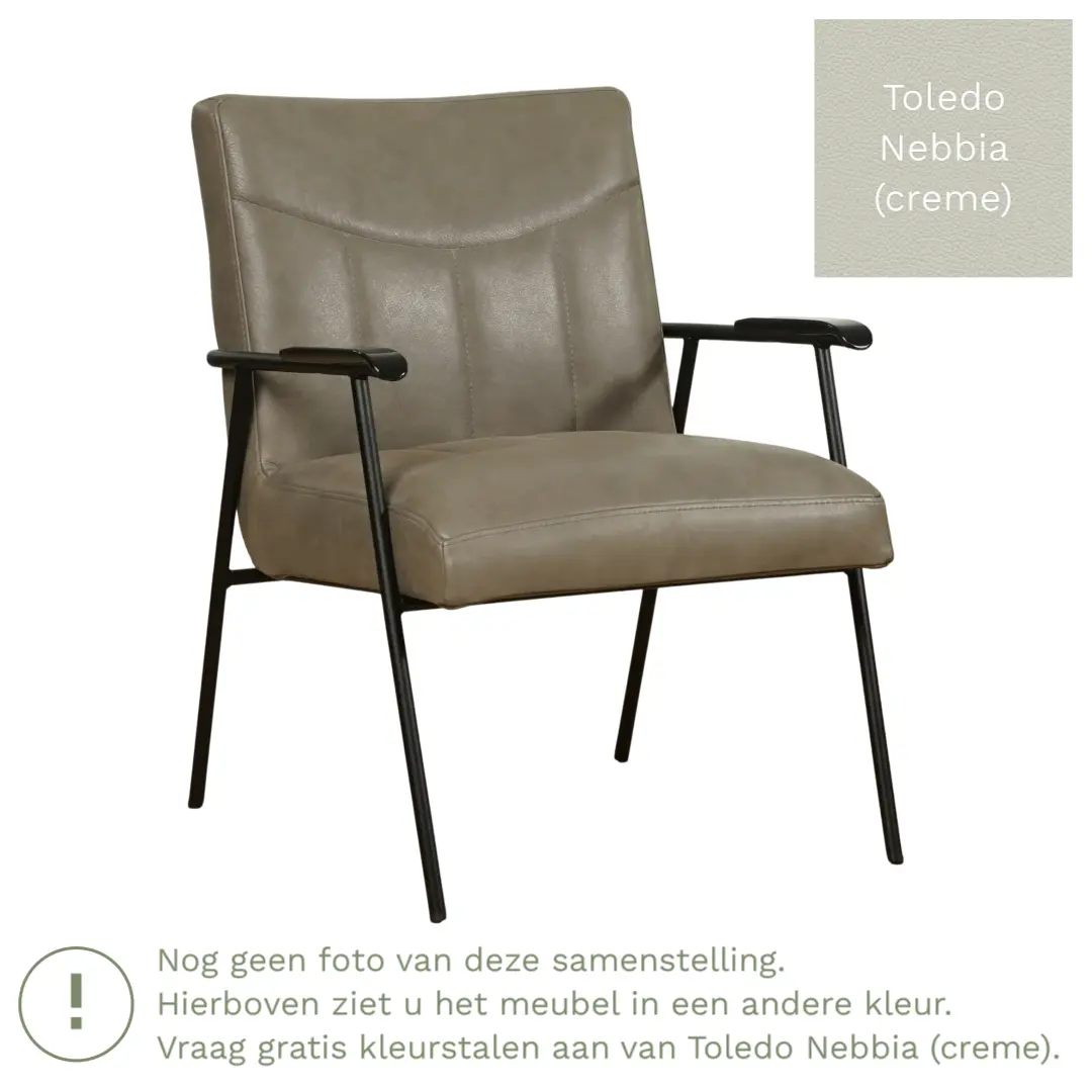 afbeelding van Leren fauteuil Beam - Toledo Nebbia (crème)
