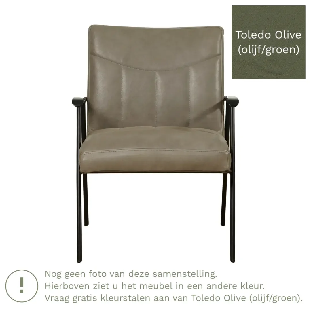 afbeelding van Leren fauteuil Beam - Toledo Olive (olijf/goen)