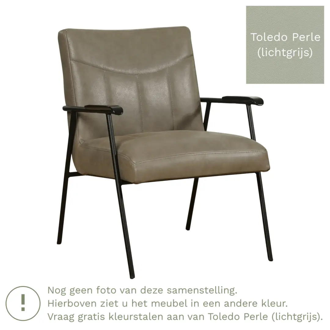 afbeelding van Leren fauteuil Beam - Toledo Perle (lichtgrijs)
