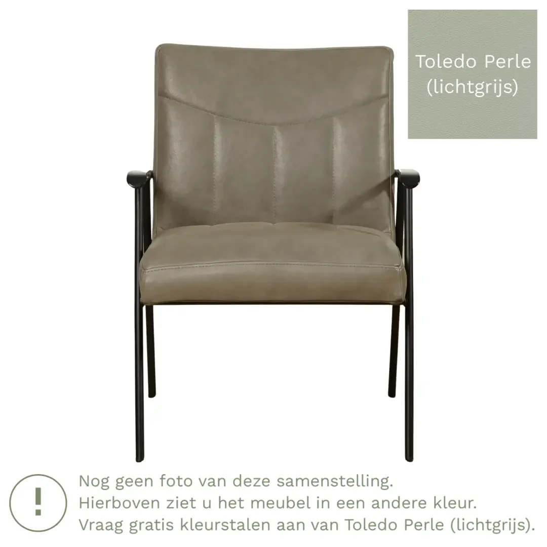 afbeelding van Leren fauteuil Beam - Toledo Perle (lichtgrijs)