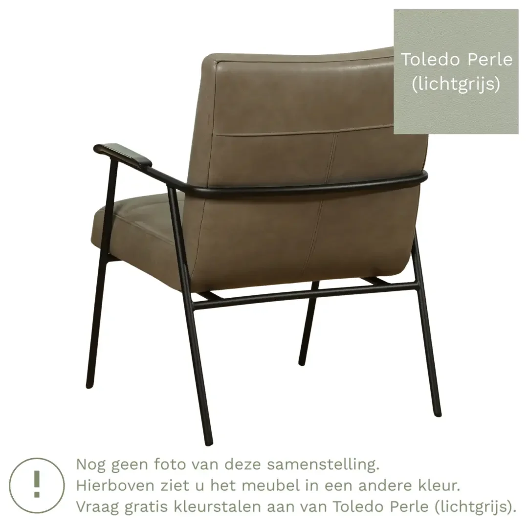 afbeelding van Leren fauteuil Beam - Toledo Perle (lichtgrijs)