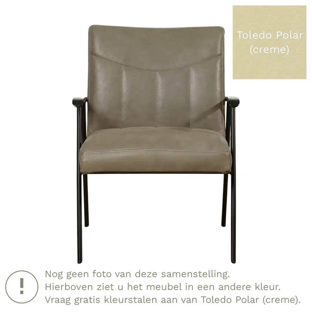 afbeelding van Leren fauteuil Beam - Toledo Polar (crème)