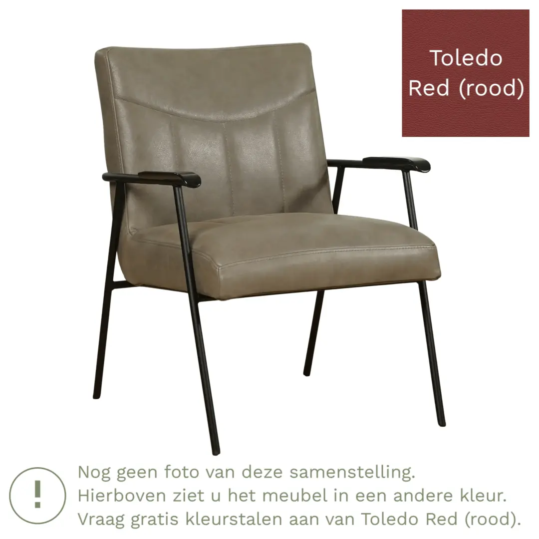 afbeelding van Leren fauteuil Beam - Toledo Red (rood)