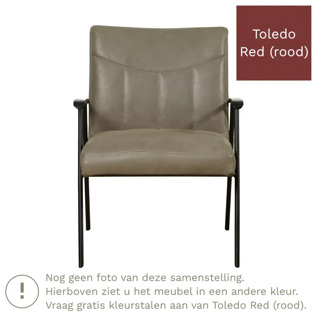 afbeelding van Leren fauteuil Beam - Toledo Red (rood)