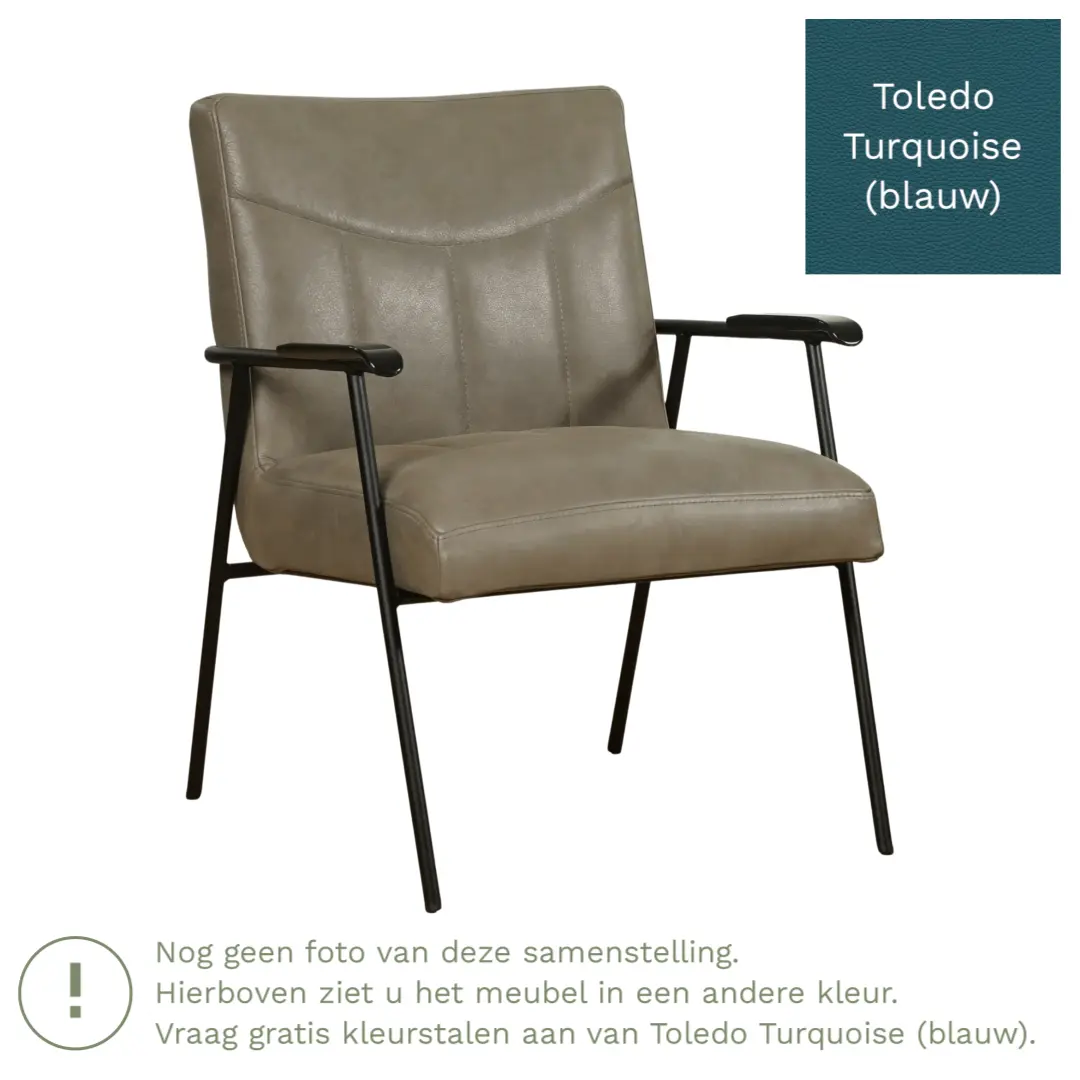 afbeelding van Leren fauteuil Beam - Toledo Turquoise (blauw)