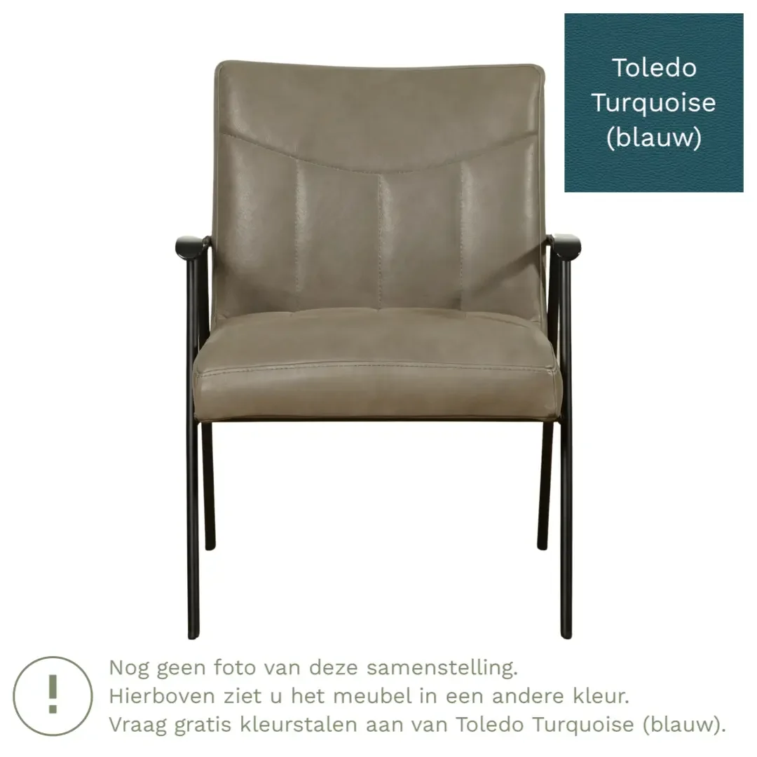 afbeelding van Leren fauteuil Beam - Toledo Turquoise (blauw)