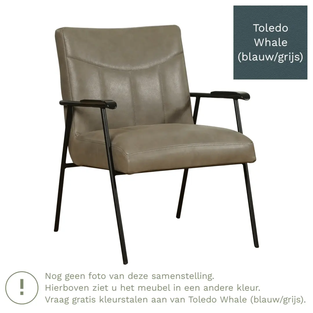 afbeelding van Leren fauteuil Beam - Toledo Whale (blauw/grijs)