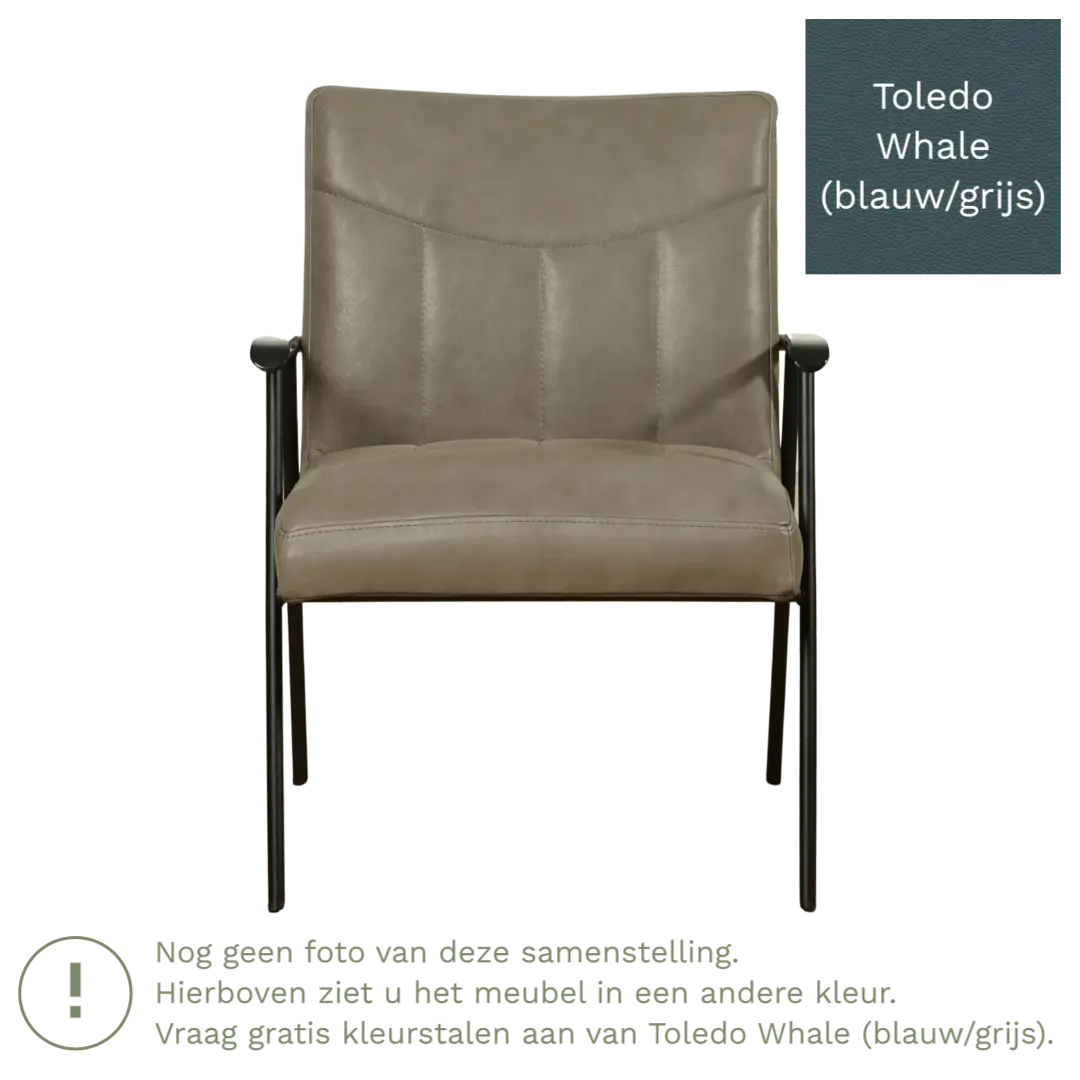 afbeelding van Leren fauteuil Beam - Toledo Whale (blauw/grijs)