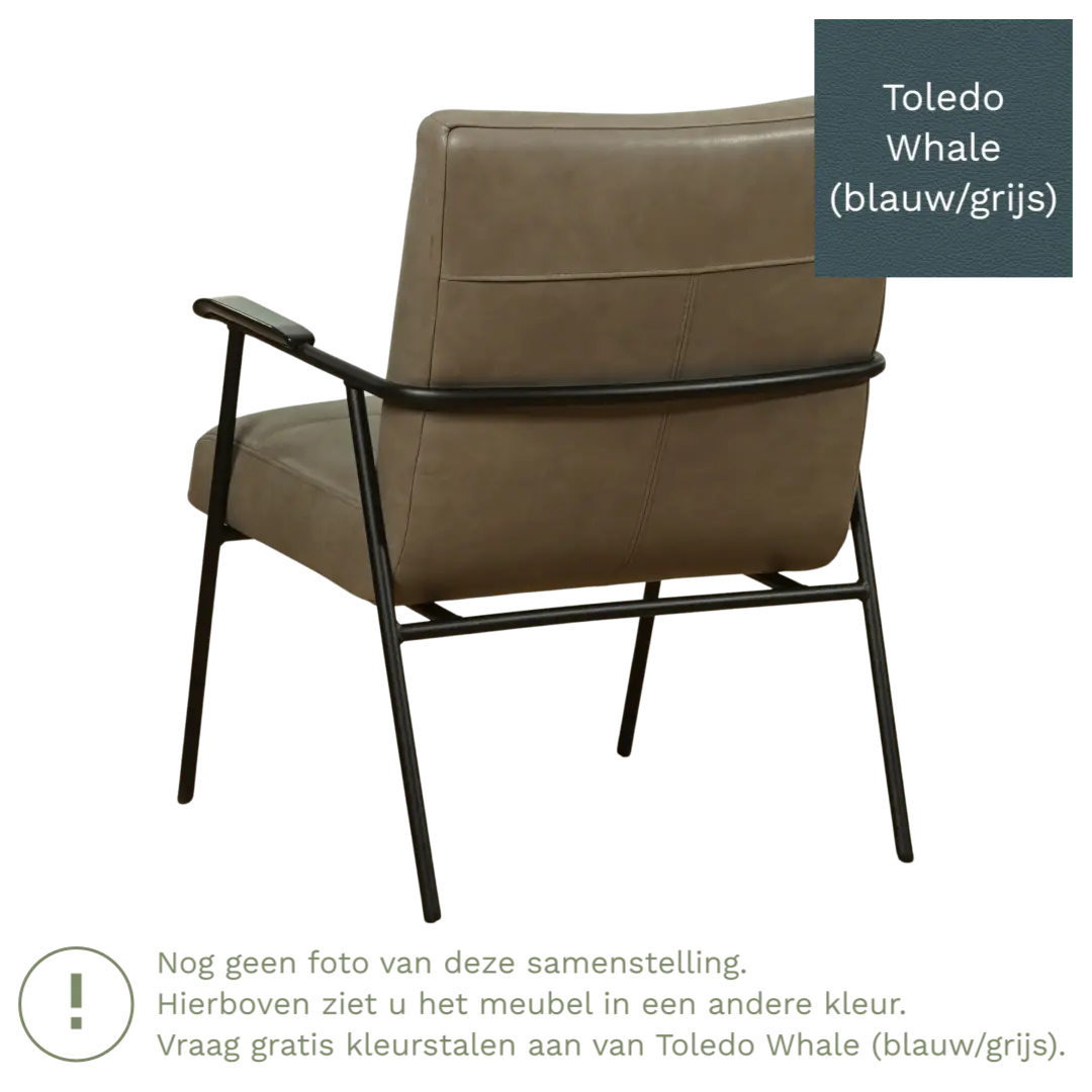 afbeelding van Leren fauteuil Beam - Toledo Whale (blauw/grijs)