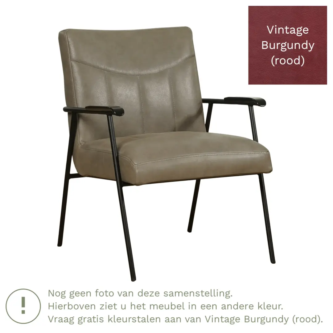 afbeelding van Leren fauteuil Beam - Vintage Burgundy (rood)