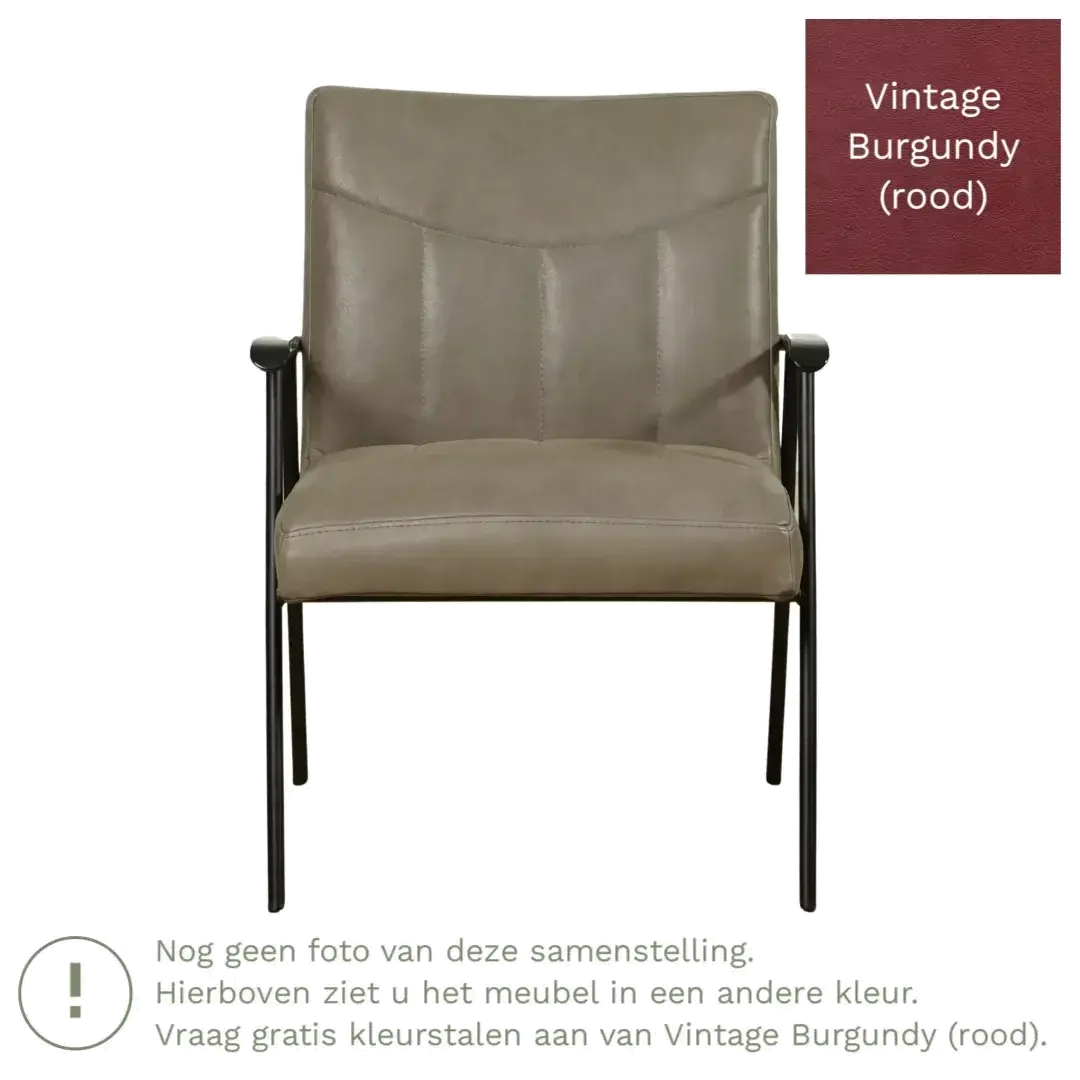 afbeelding van Leren fauteuil Beam - Vintage Burgundy (rood)