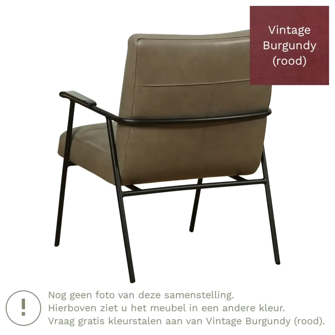 afbeelding van Leren fauteuil Beam - Vintage Burgundy (rood)