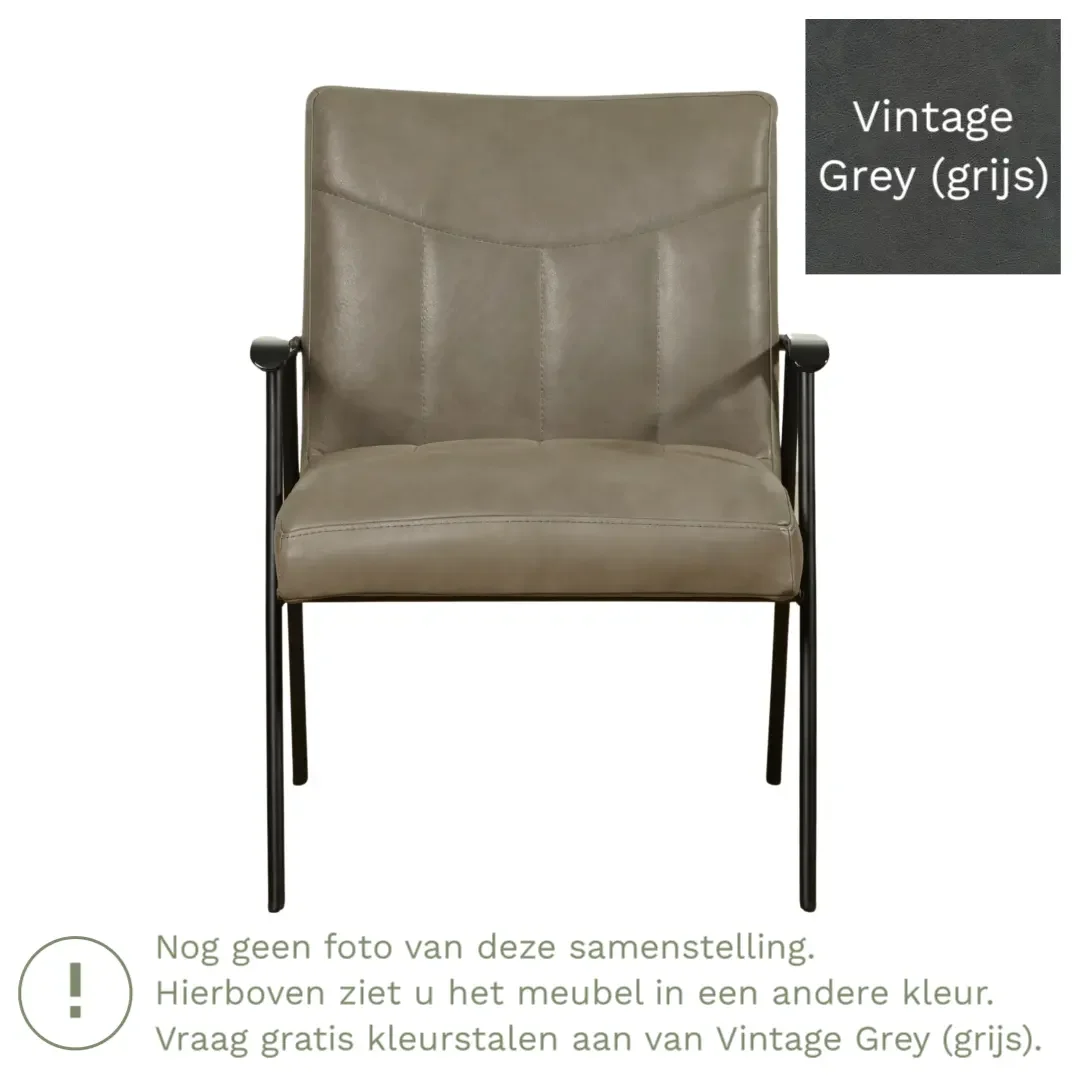 afbeelding van Leren fauteuil Beam - Vintage Grey (grijs)