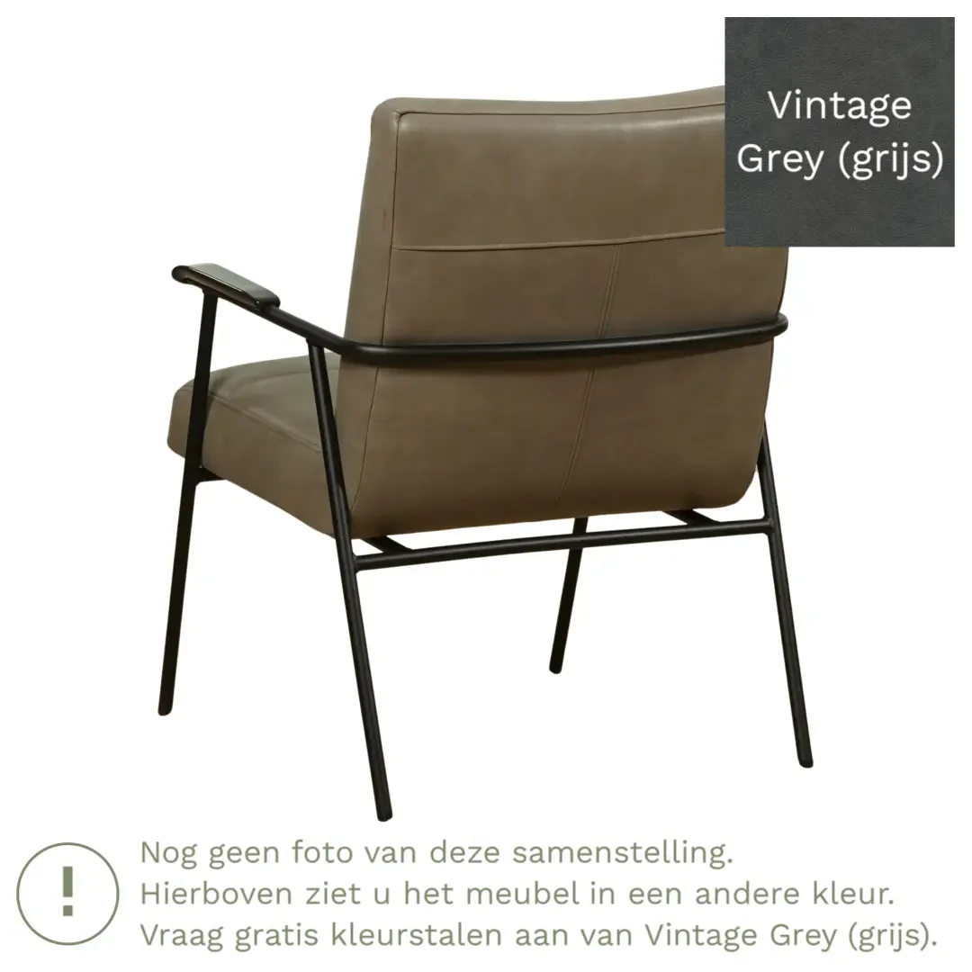 afbeelding van Leren fauteuil Beam - Vintage Grey (grijs)