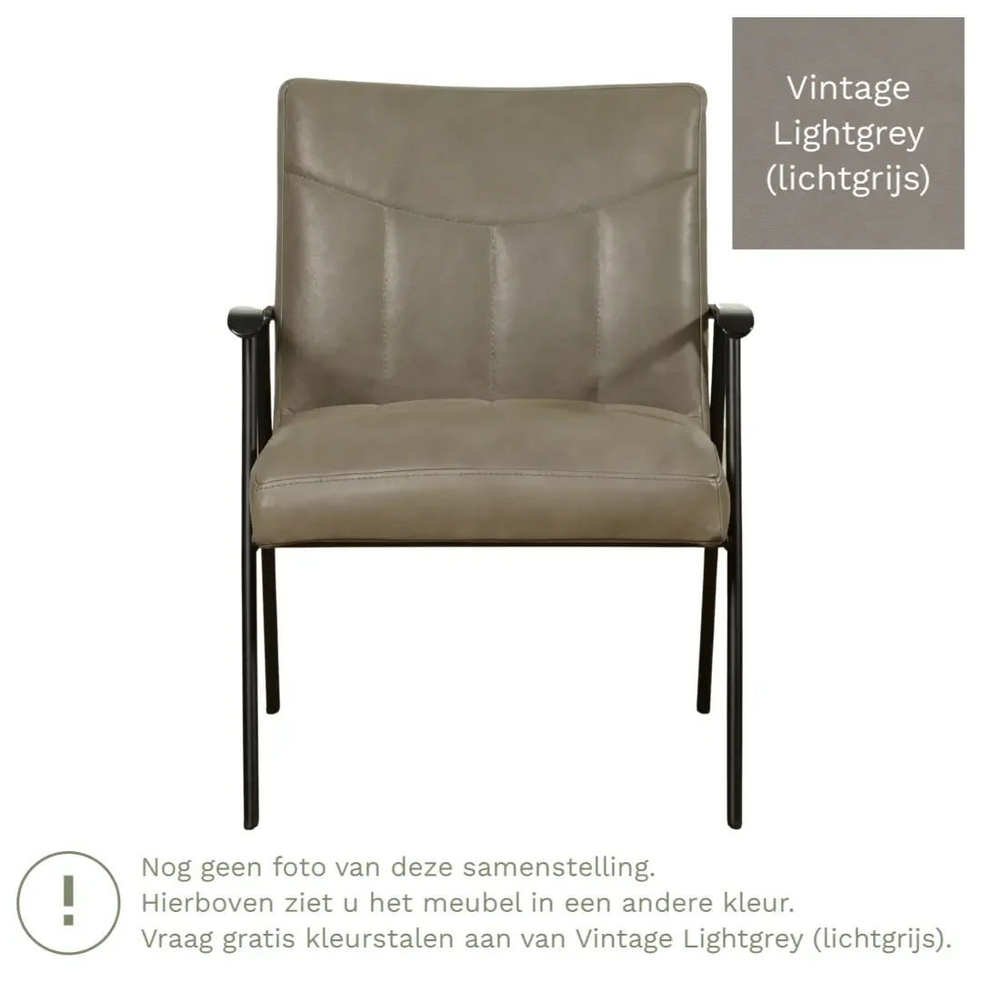 afbeelding van Leren fauteuil Beam - Vintage Lightgrey (lichtgrijs)