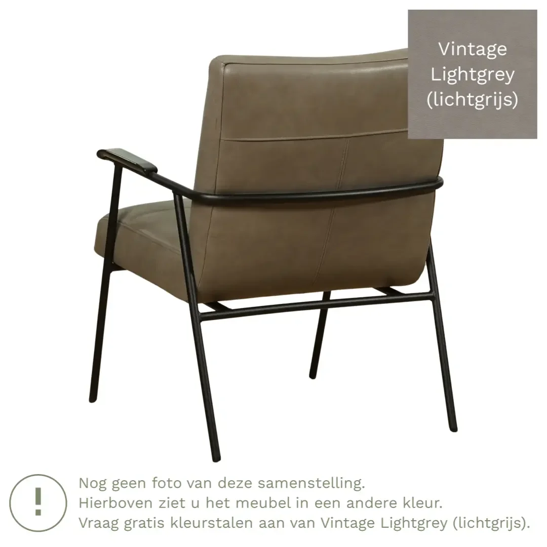afbeelding van Leren fauteuil Beam - Vintage Lightgrey (lichtgrijs)
