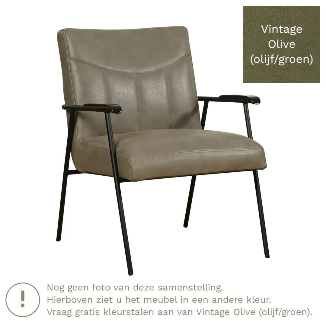 afbeelding van Leren fauteuil Beam - Vintage Olive (olijf/groen)