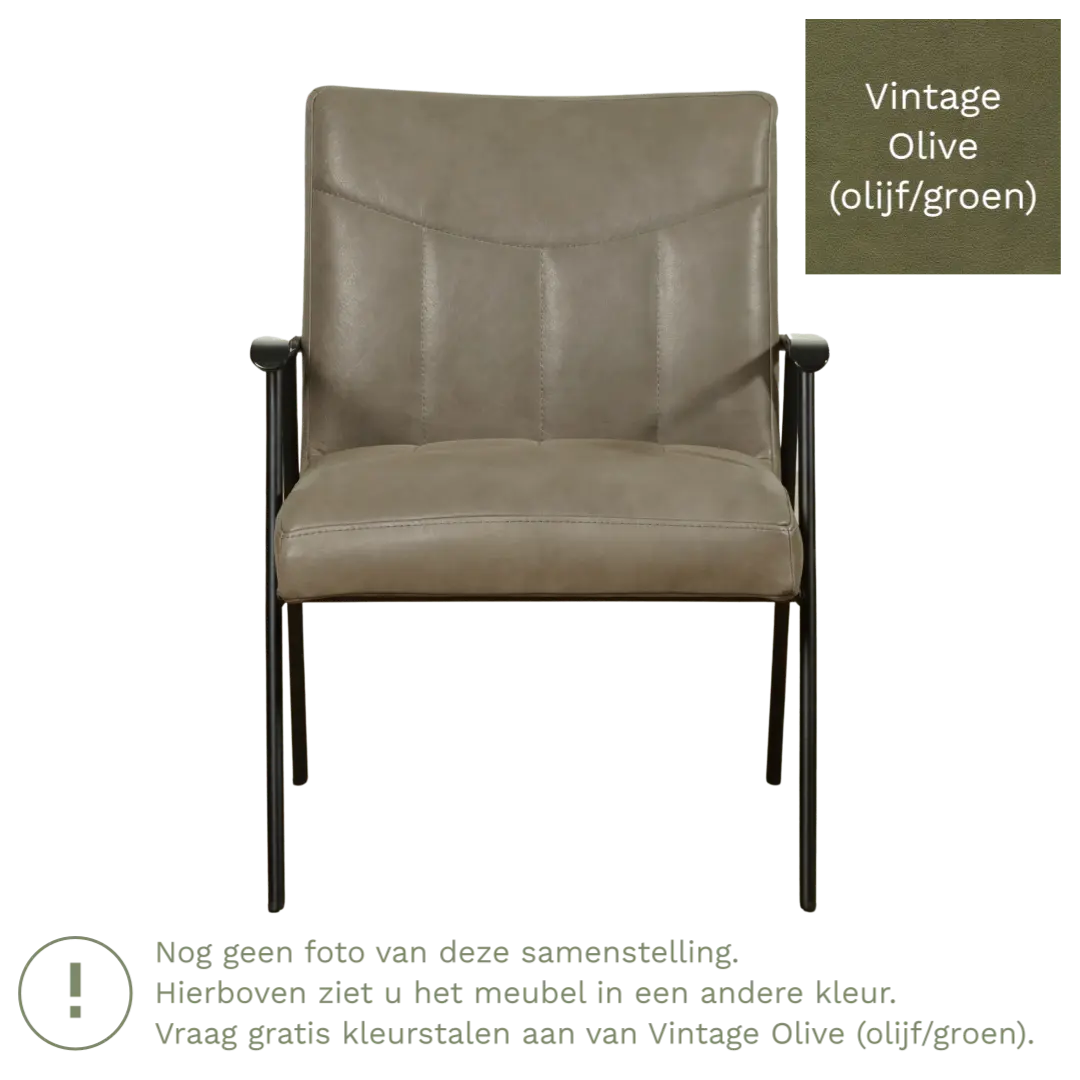 afbeelding van Leren fauteuil Beam - Vintage Olive (olijf/groen)