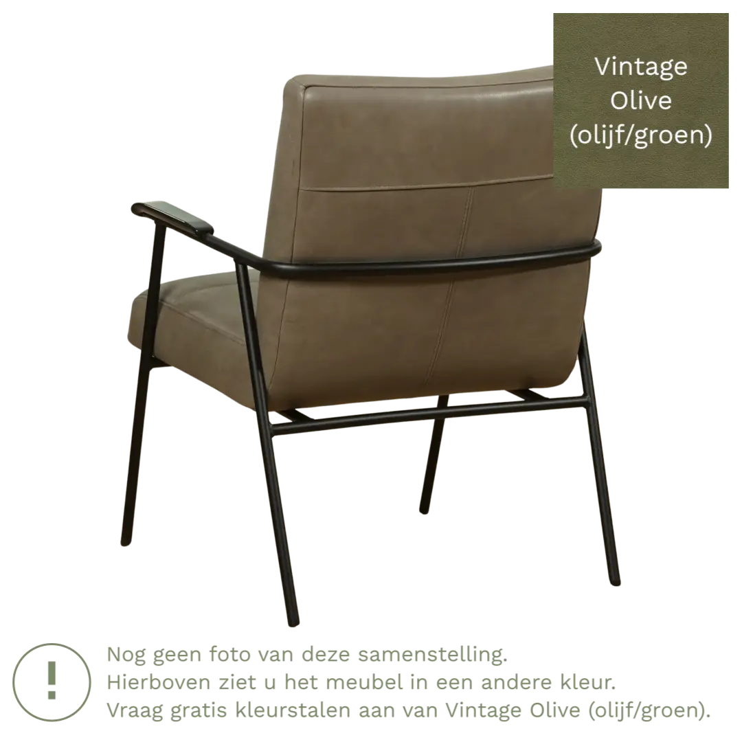 afbeelding van Leren fauteuil Beam - Vintage Olive (olijf/groen)