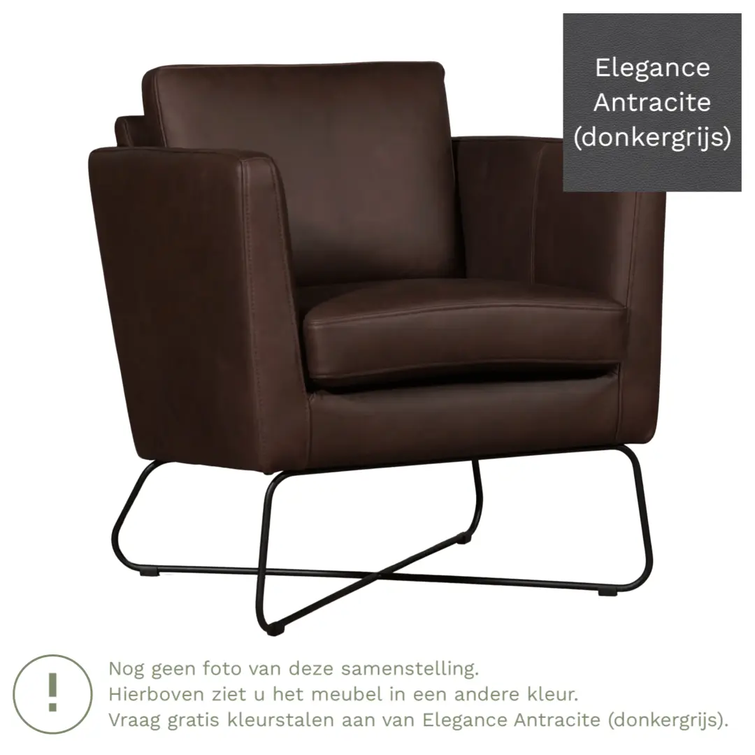 afbeelding van Leren fauteuil Club - Elegance Antracite (donkergrijs)