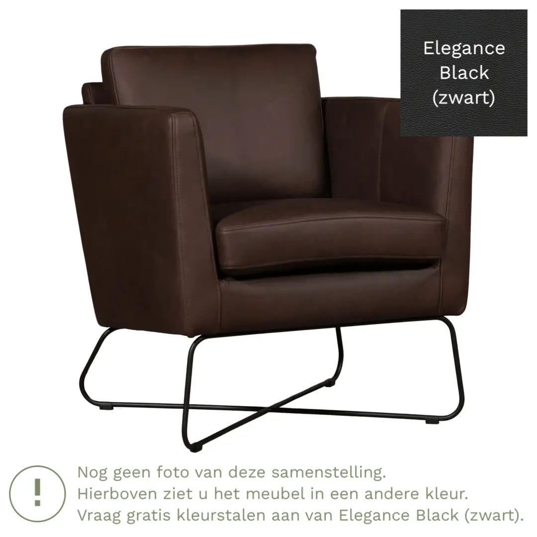 afbeelding van Leren fauteuil Club - Elegance Black (zwart)