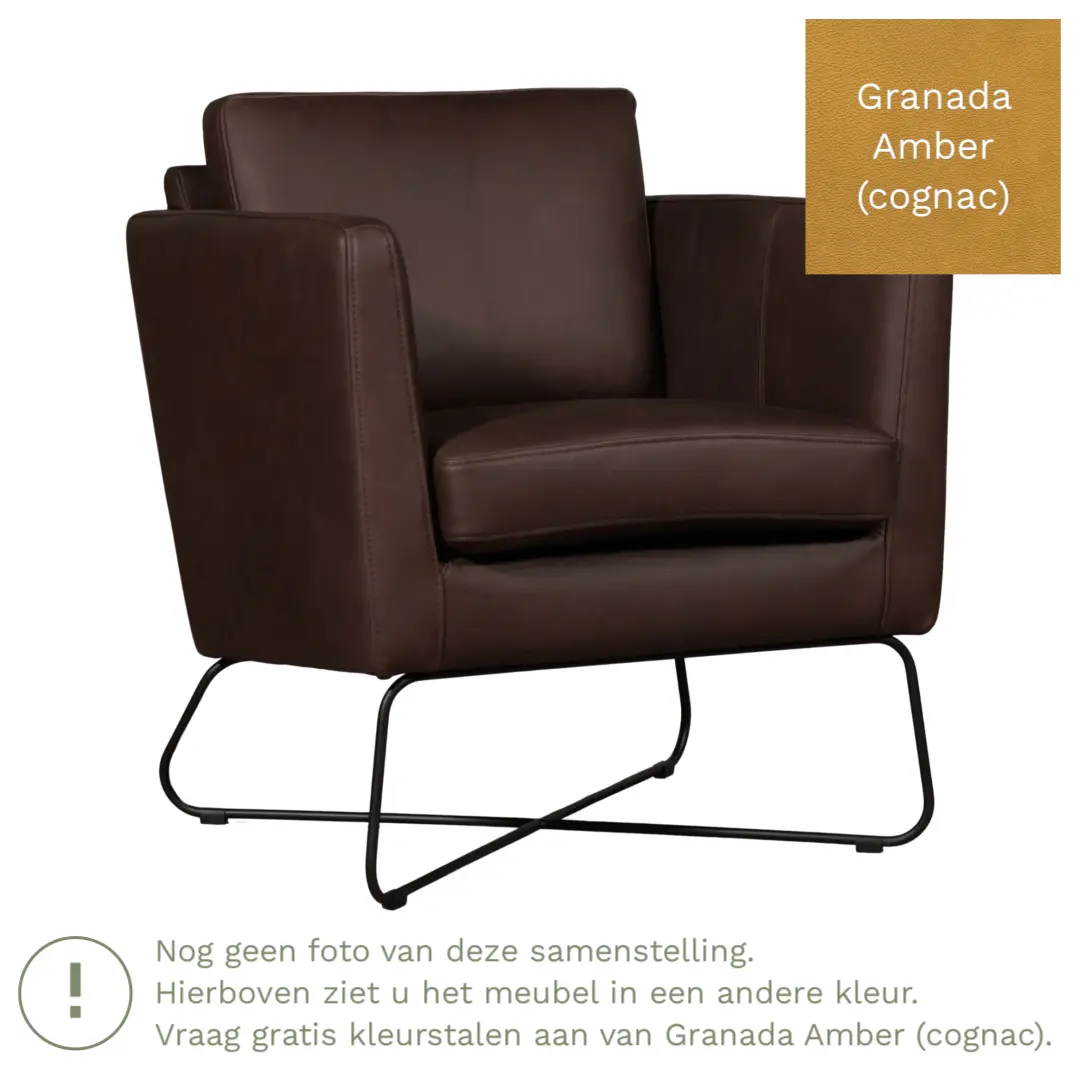 afbeelding van Leren fauteuil Club - Granada Amber (cognac)