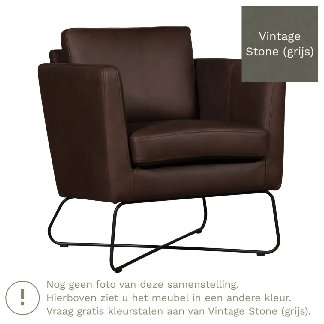 afbeelding van Leren fauteuil Club - Vintage Stone (grijs)