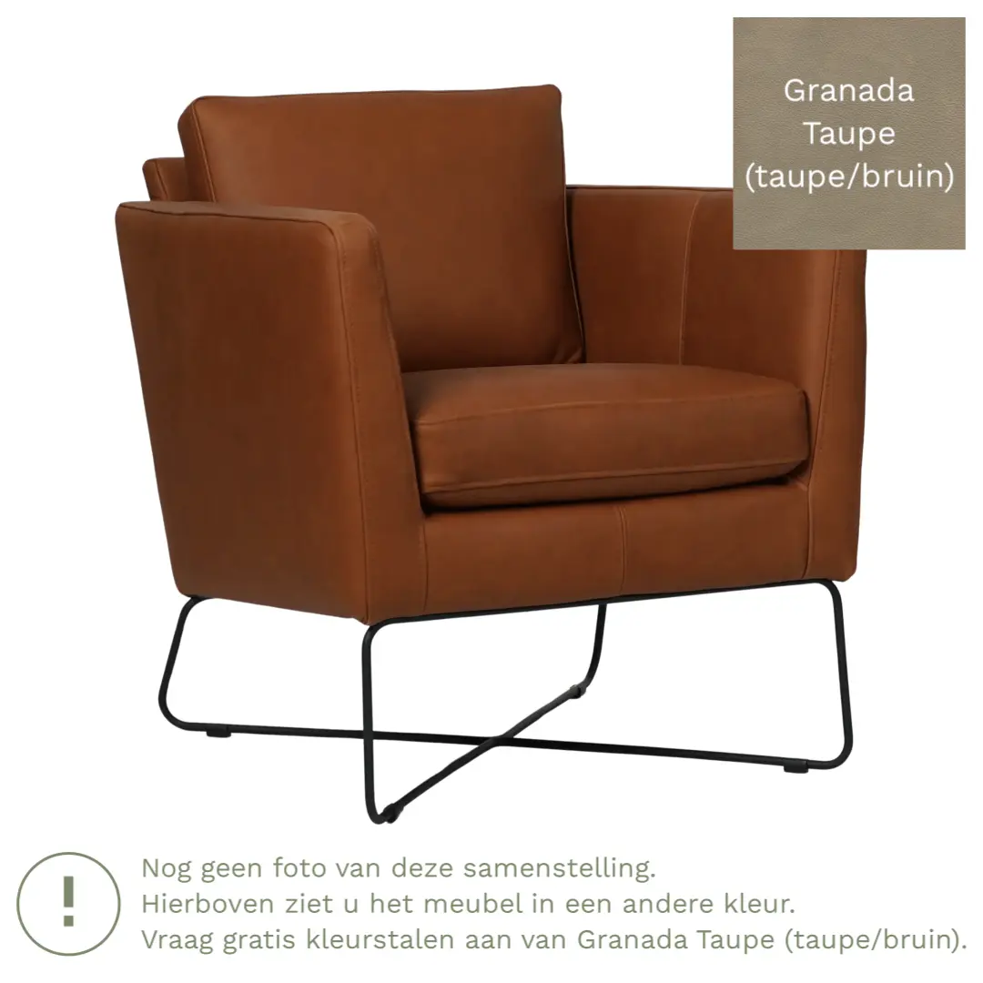 afbeelding van Leren fauteuil Crossover - Granada Taupe (taupe/bruin)