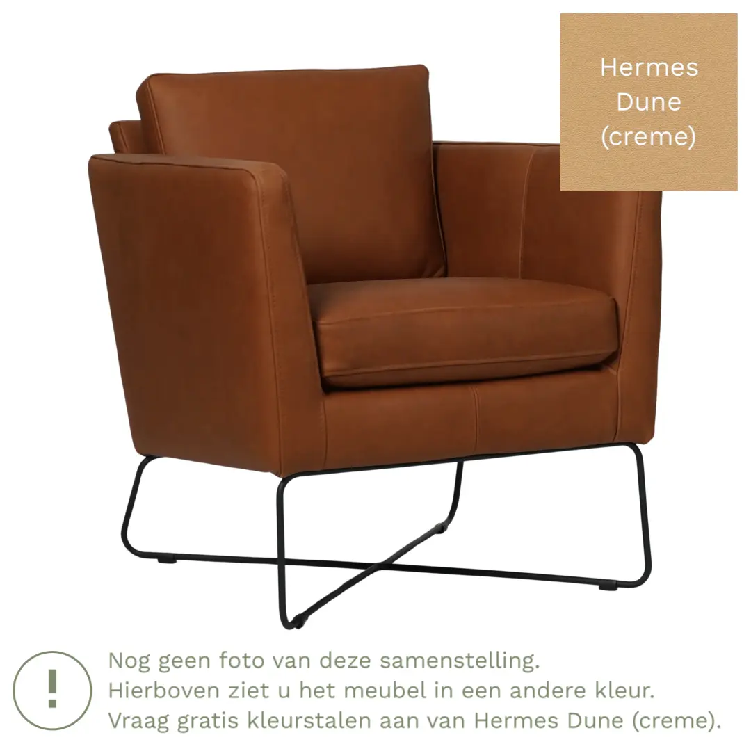 afbeelding van Leren fauteuil Crossover - Hermes Dune (crème)