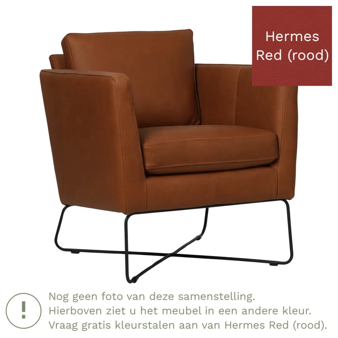 afbeelding van Leren fauteuil Crossover - Hermes Red (rood)