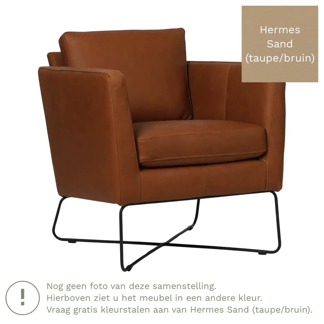 afbeelding van Leren fauteuil Crossover - Hermes Sand (taupe/bruin)