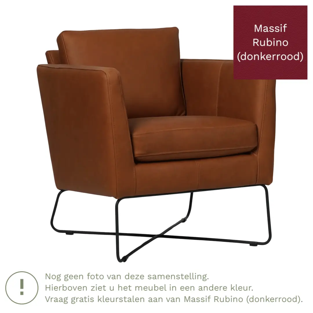 afbeelding van Leren fauteuil Crossover - Massif Rubino (donkerrood)