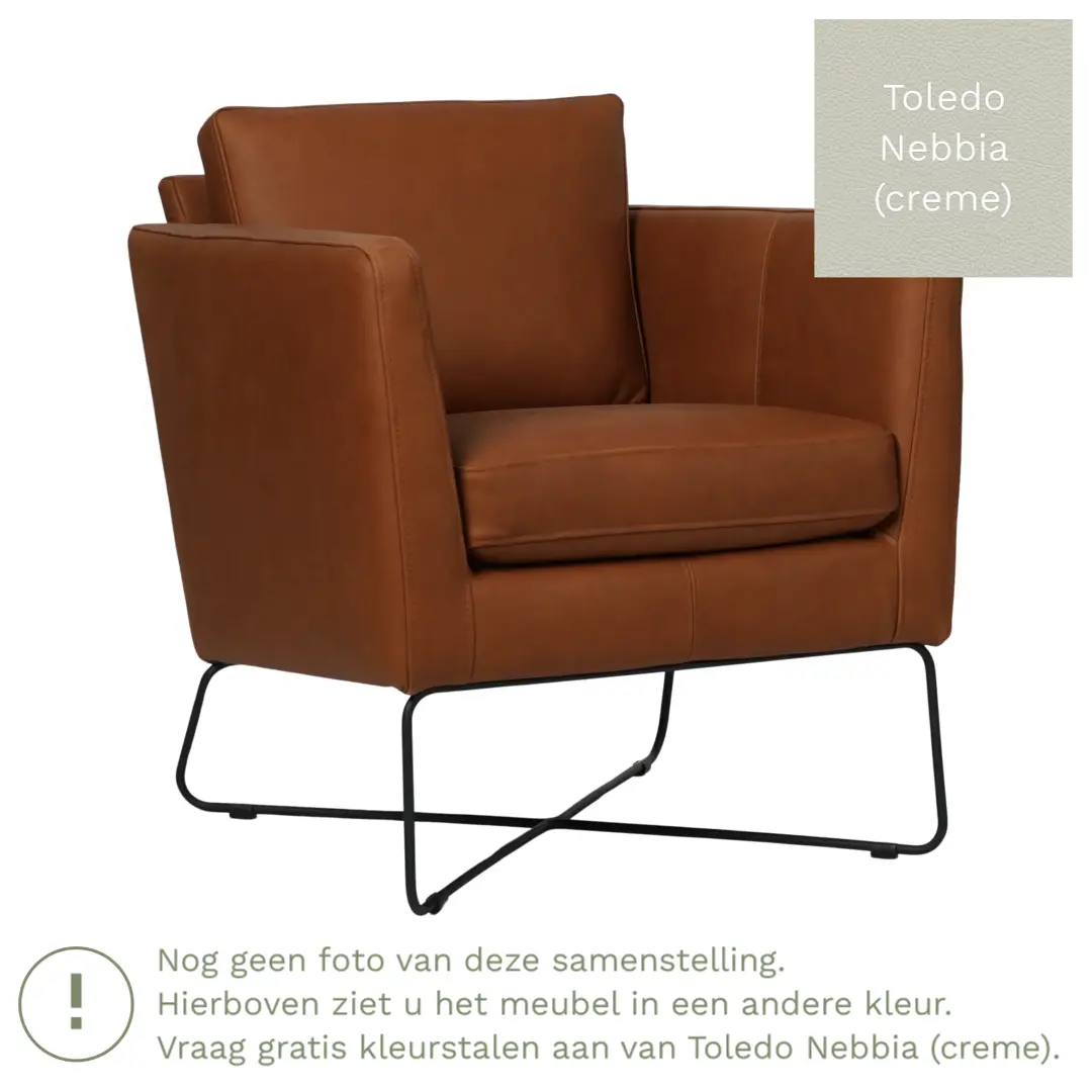 afbeelding van Leren fauteuil Crossover - Toledo Nebbia (crème)