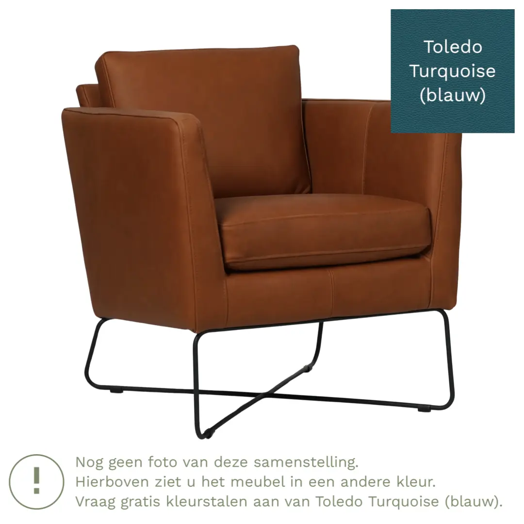 afbeelding van Leren fauteuil Crossover - Toledo Turquoise (blauw)