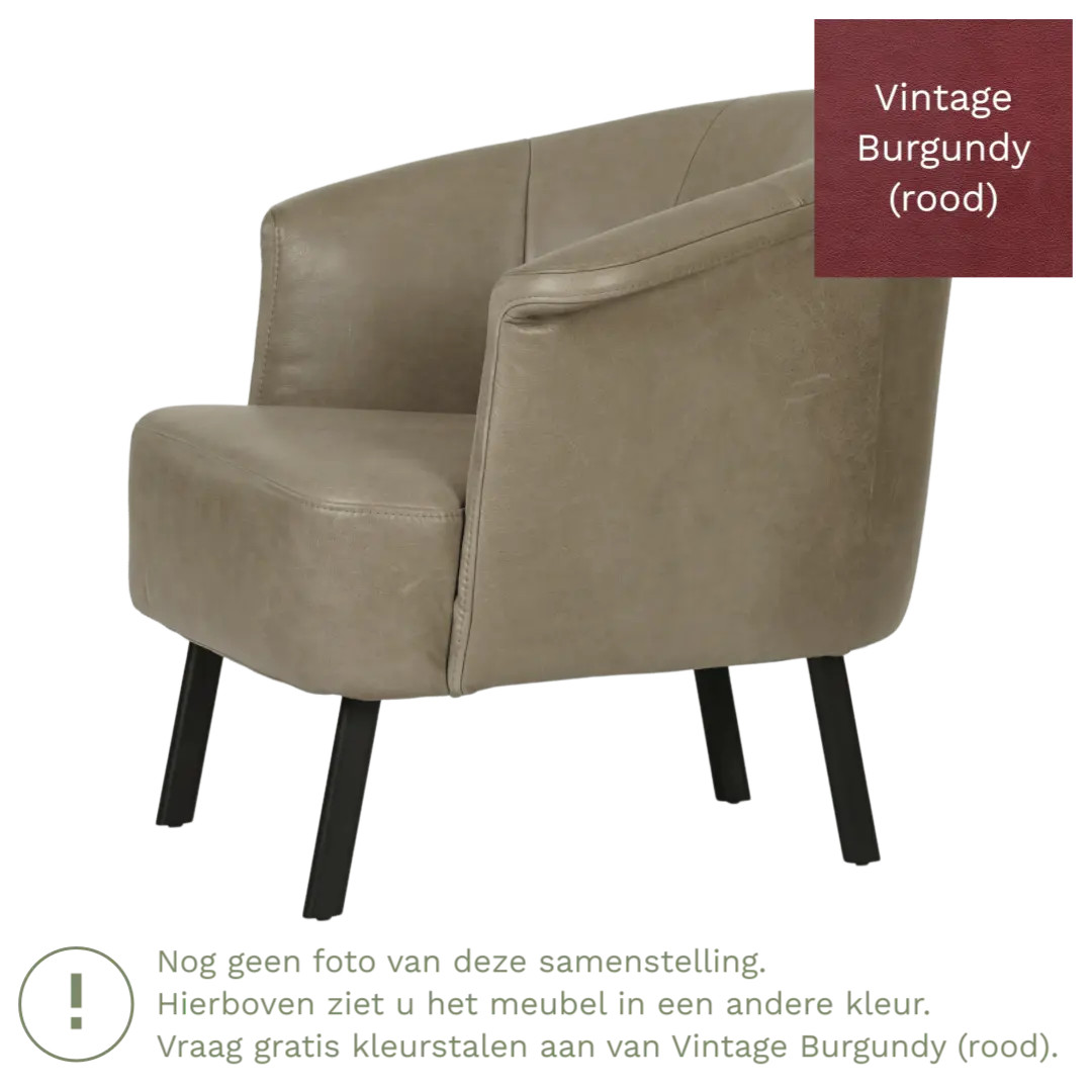 afbeelding van Leren fauteuil Embrace - Vintage Burgundy (rood)