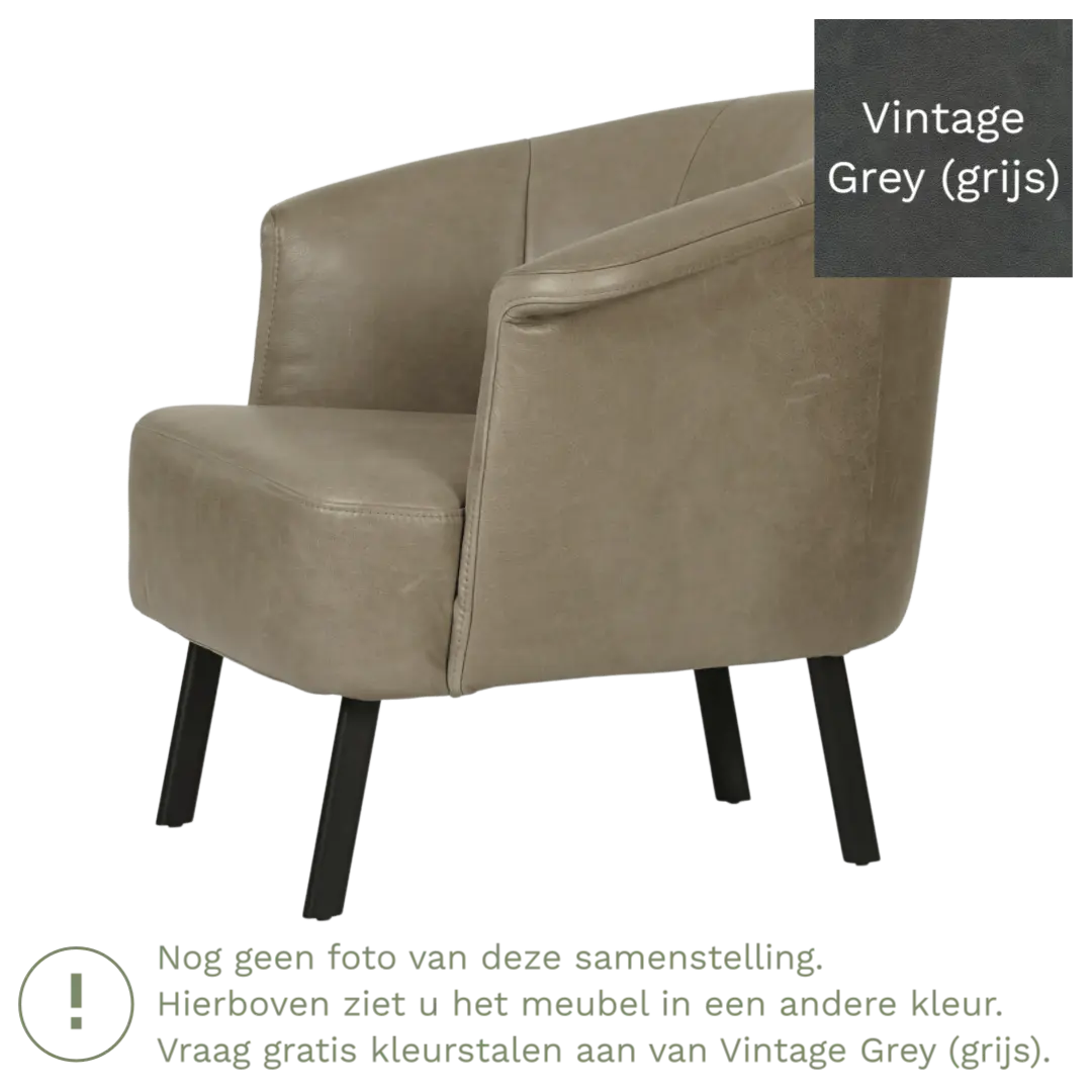 afbeelding van Leren fauteuil Embrace - Vintage Grey (grijs)