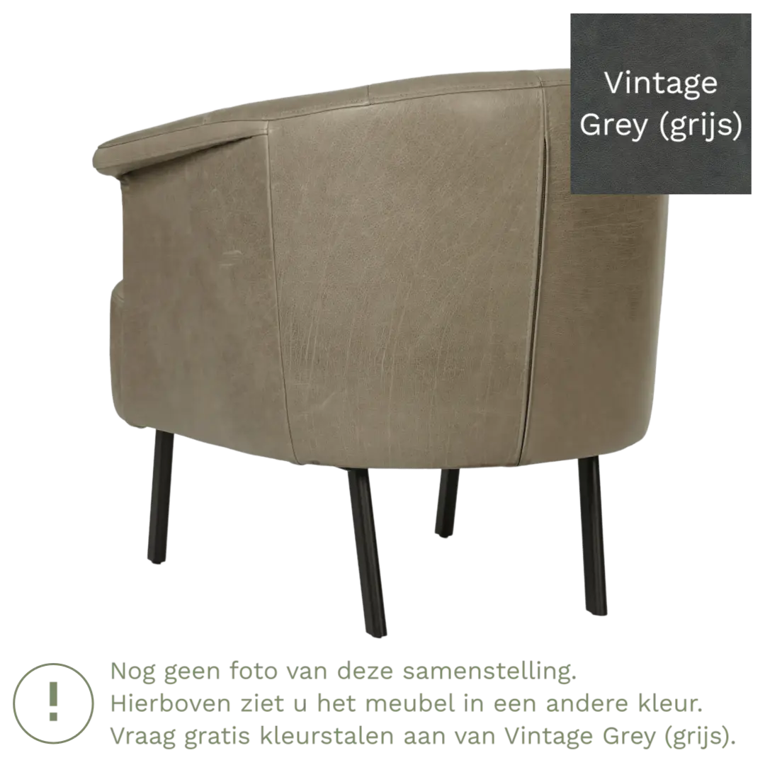 afbeelding van Leren fauteuil Embrace - Vintage Grey (grijs)
