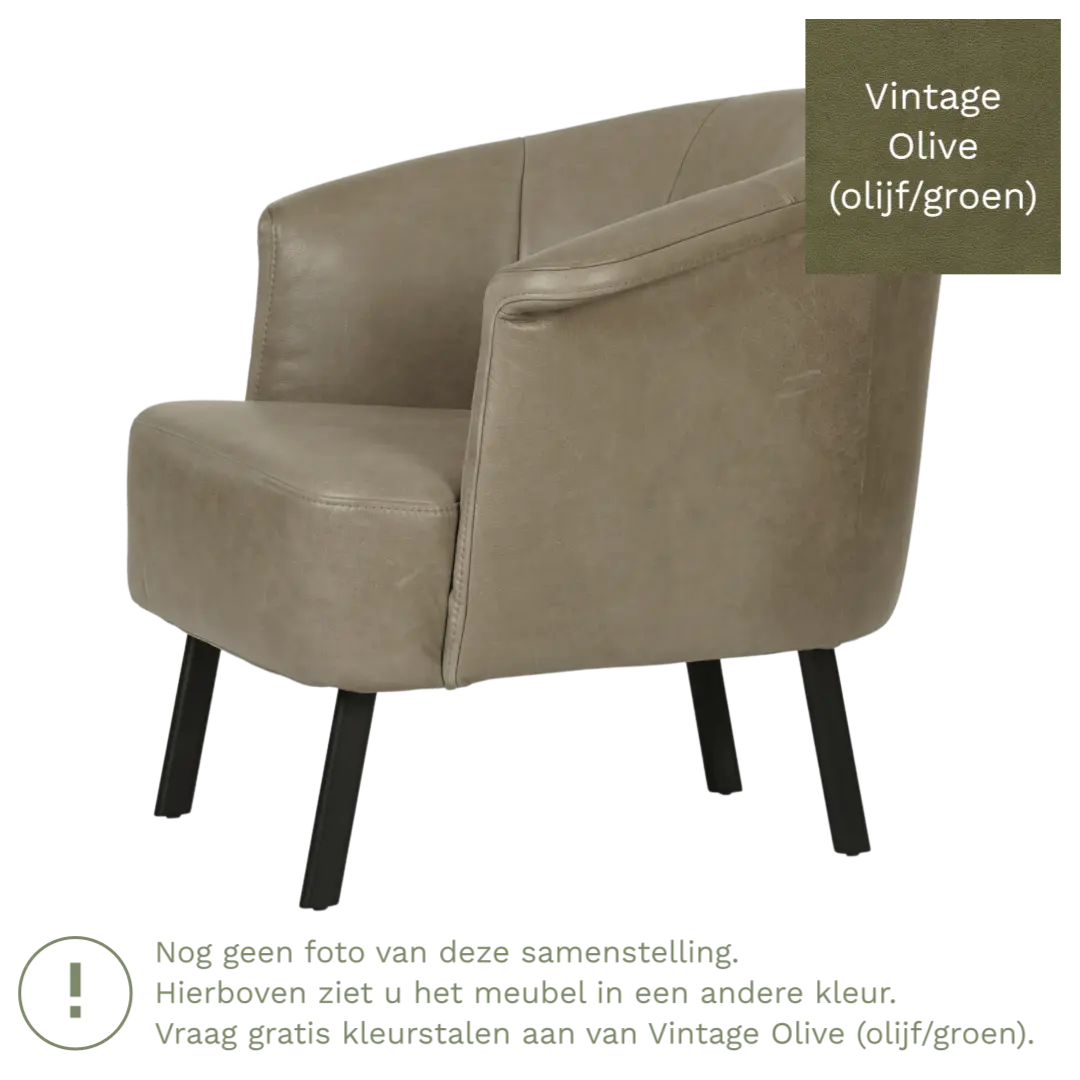 afbeelding van Leren fauteuil Embrace - Vintage Olive (olijf/groen)
