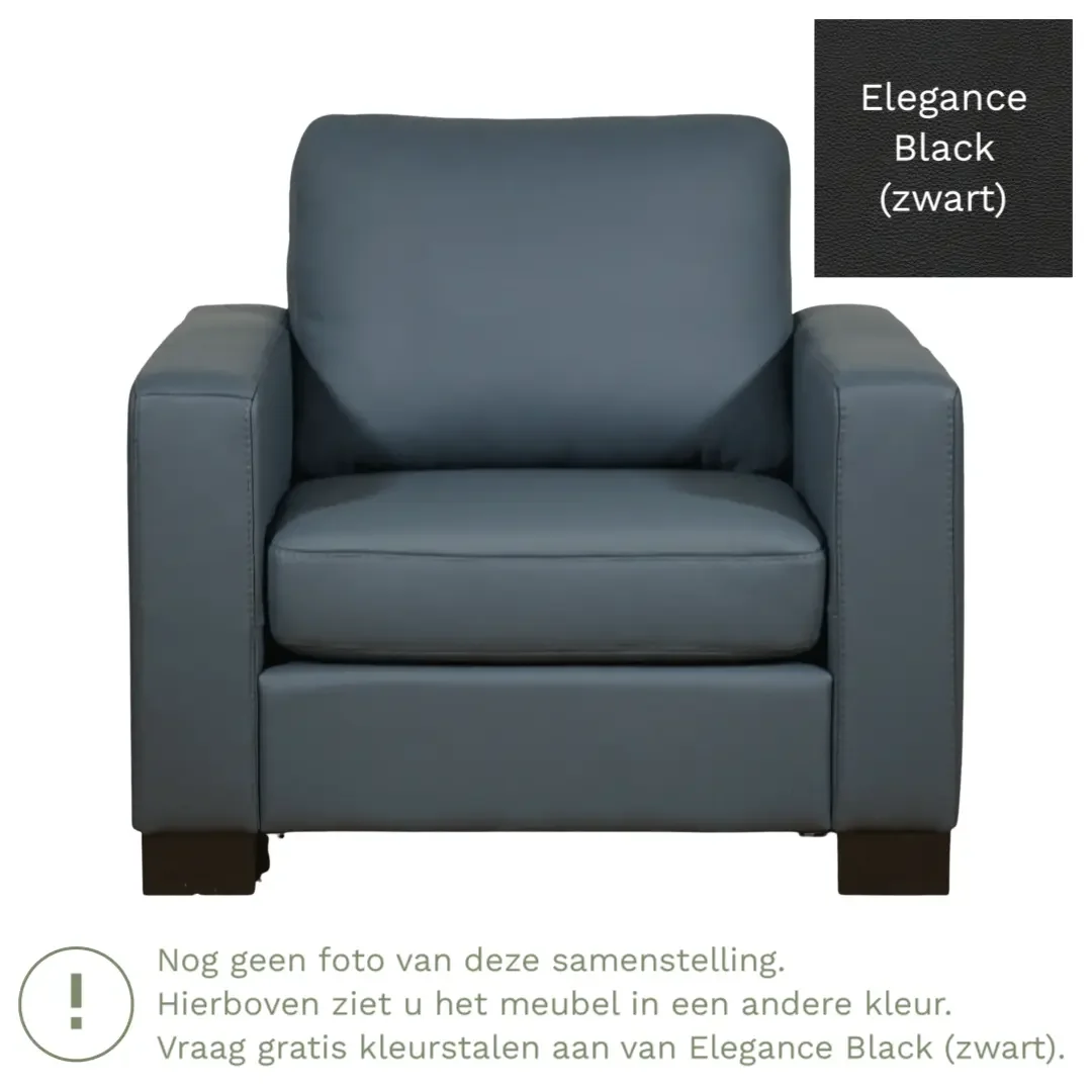afbeelding van Leren fauteuil Energy - Elegance Black (zwart) - Poten hout zwart