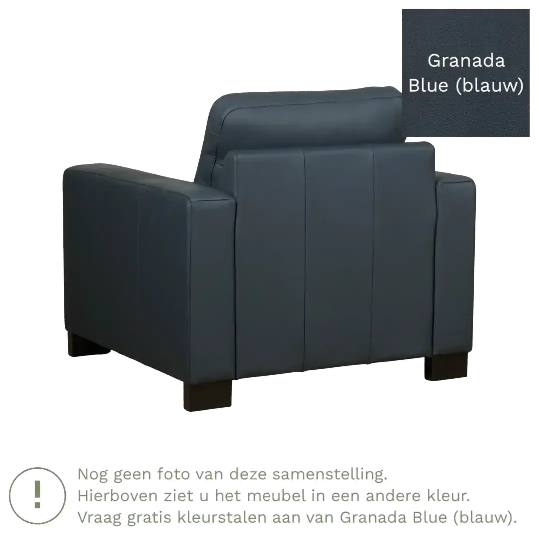 afbeelding van Leren fauteuil Energy - Granada Blue (blauw) - Poten hout zwart