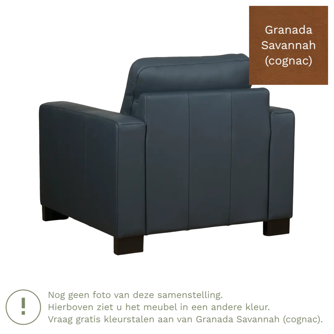 afbeelding van Leren fauteuil Energy - Granada Savannah (cognac) - Poten hout zwart