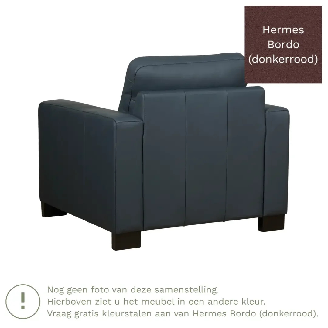 afbeelding van Leren fauteuil Energy - Hermes Bordo (donkerrood) - Poten hout bruin