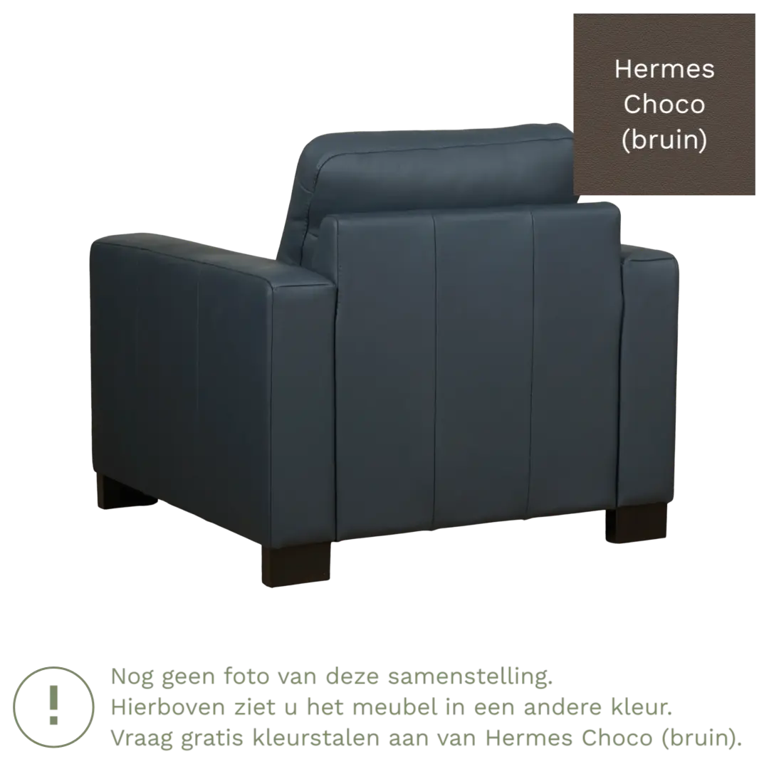 afbeelding van Leren fauteuil Energy - Hermes Choco (bruin) - Poten hout zwart
