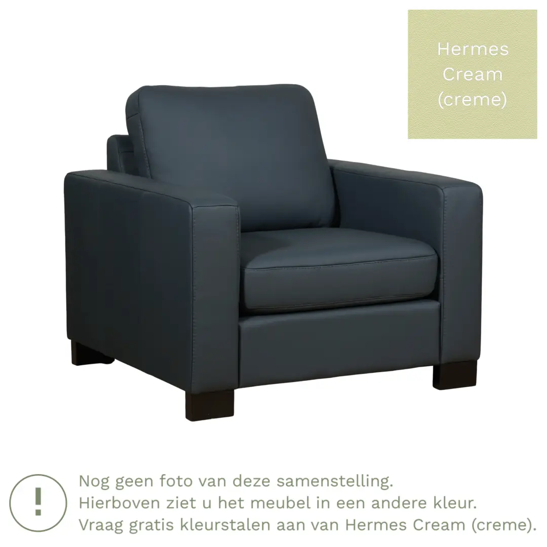 afbeelding van Leren fauteuil Energy - Hermes Cream (crème) - Poten hout bruin