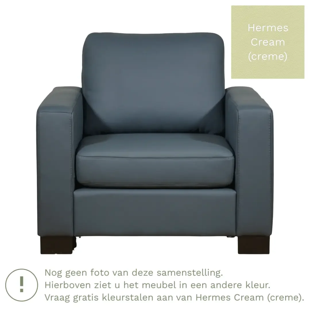 afbeelding van Leren fauteuil Energy - Hermes Cream (crème) - Poten hout bruin