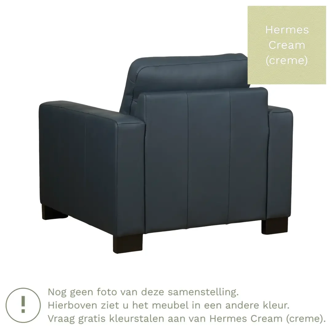 afbeelding van Leren fauteuil Energy - Hermes Cream (crème) - Poten hout bruin