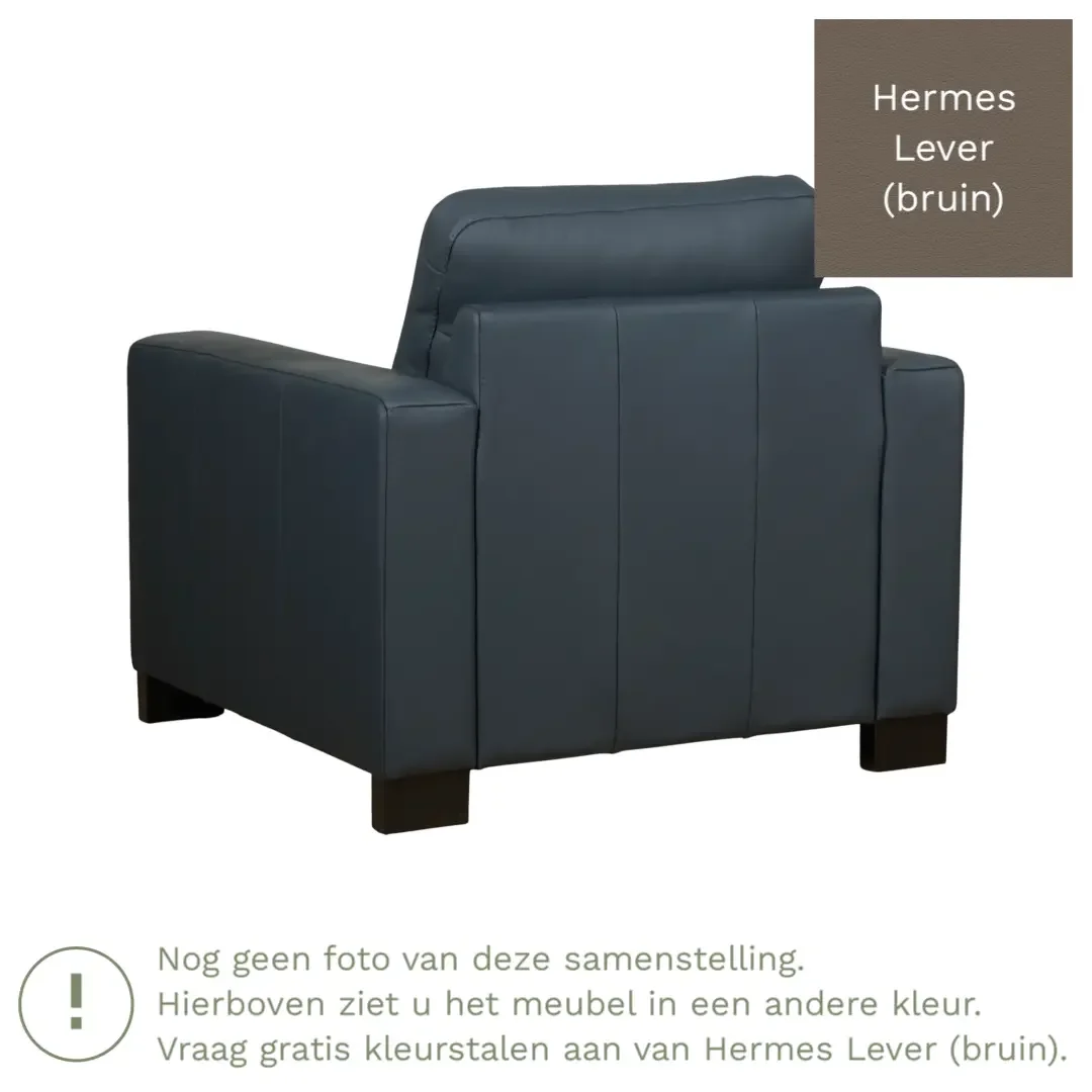 afbeelding van Leren fauteuil Energy - Hermes Lever (bruin) - Poten hout bruin