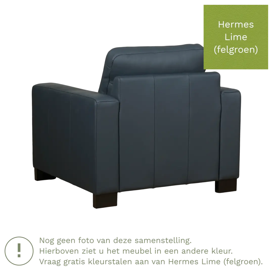 afbeelding van Leren fauteuil Energy - Hermes Lime (felgroen) - Poten hout zwart
