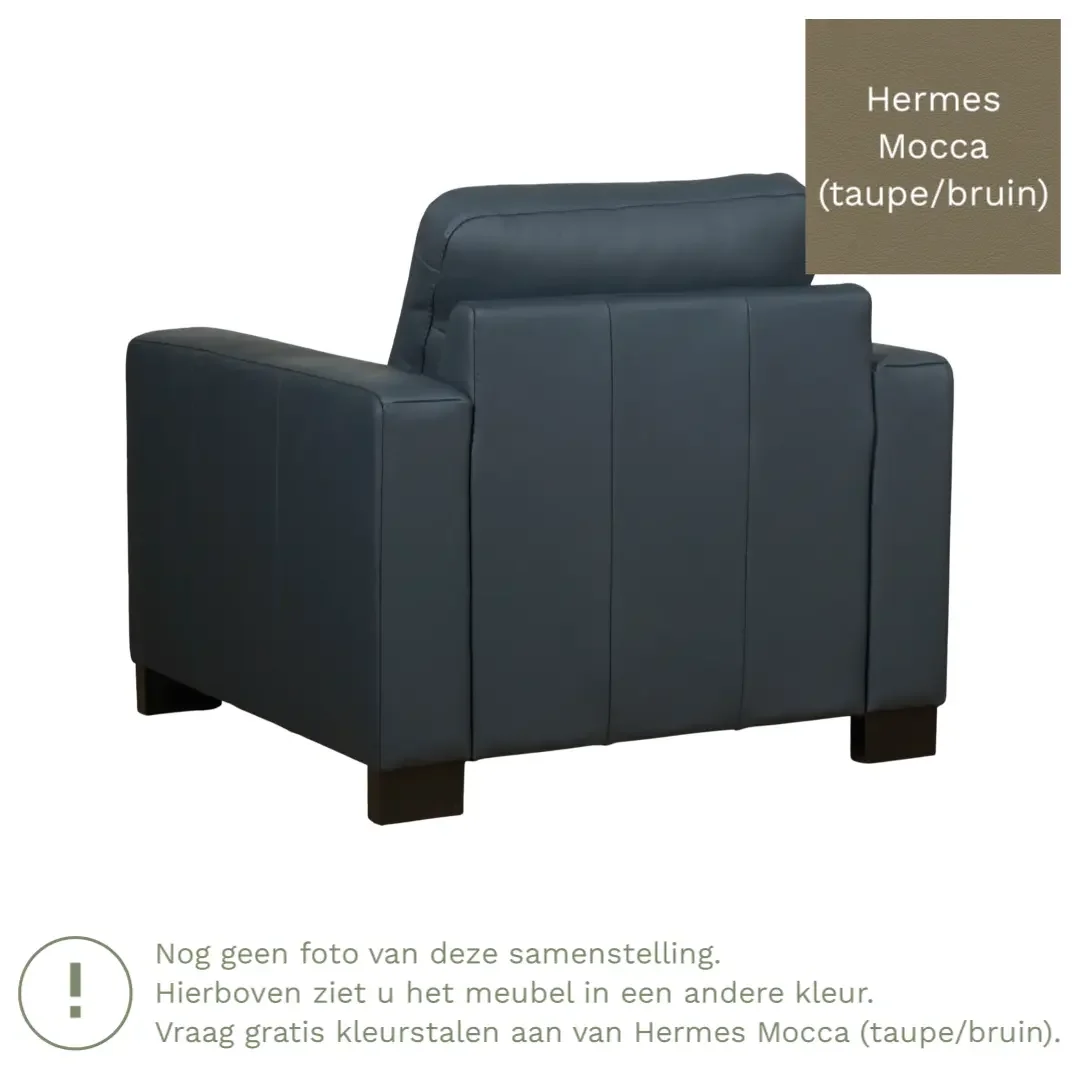 afbeelding van Leren fauteuil Energy - Hermes Mocca (taupe/bruin) - Poten hout zwart