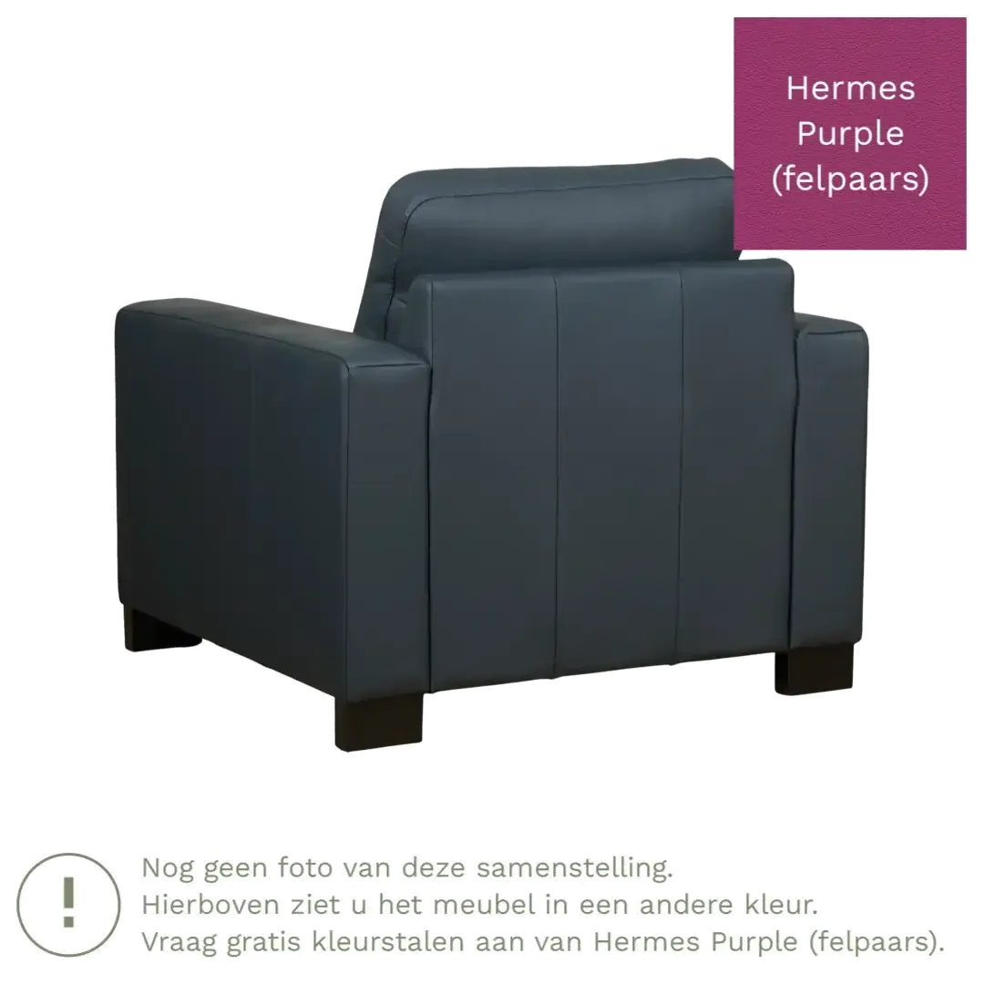 afbeelding van Leren fauteuil Energy - Hermes Purple (felpaars) - Poten hout zwart